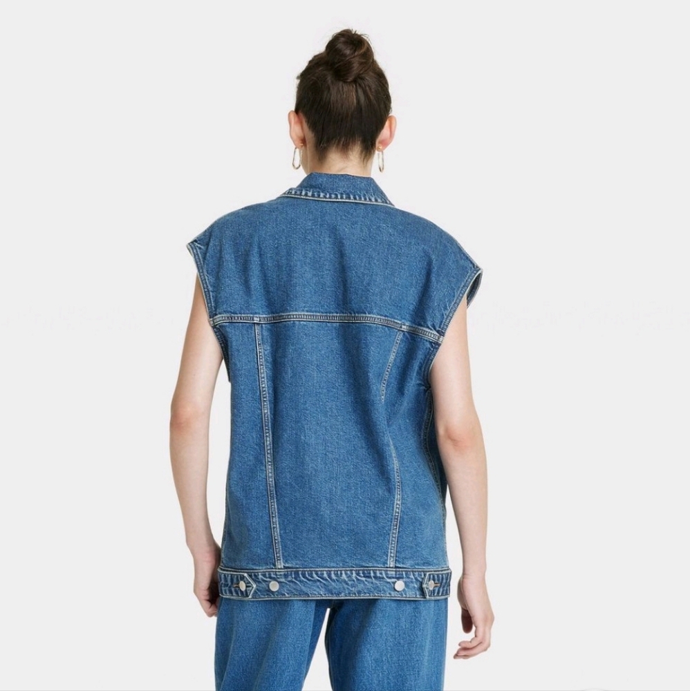 Universal Thread Blue Denim Sleeveless Jacket Vest - Picture 3 of 7